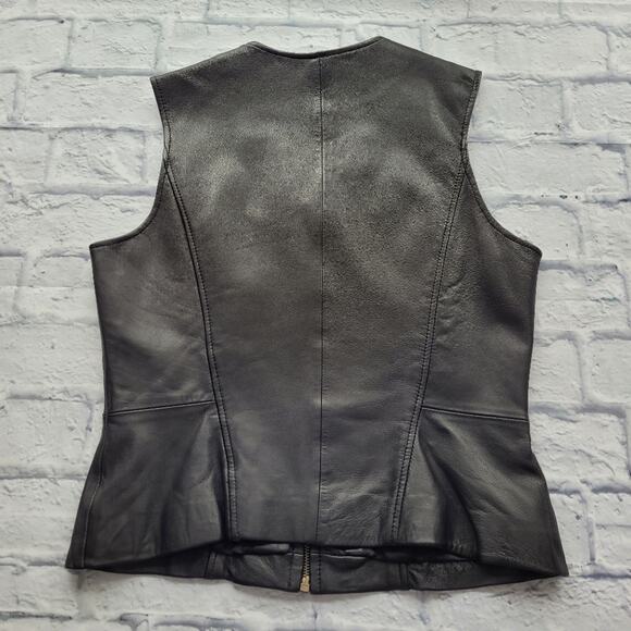 Siena Studio Black Zip Front Leather Vest size M/L - Picture 4 of 10